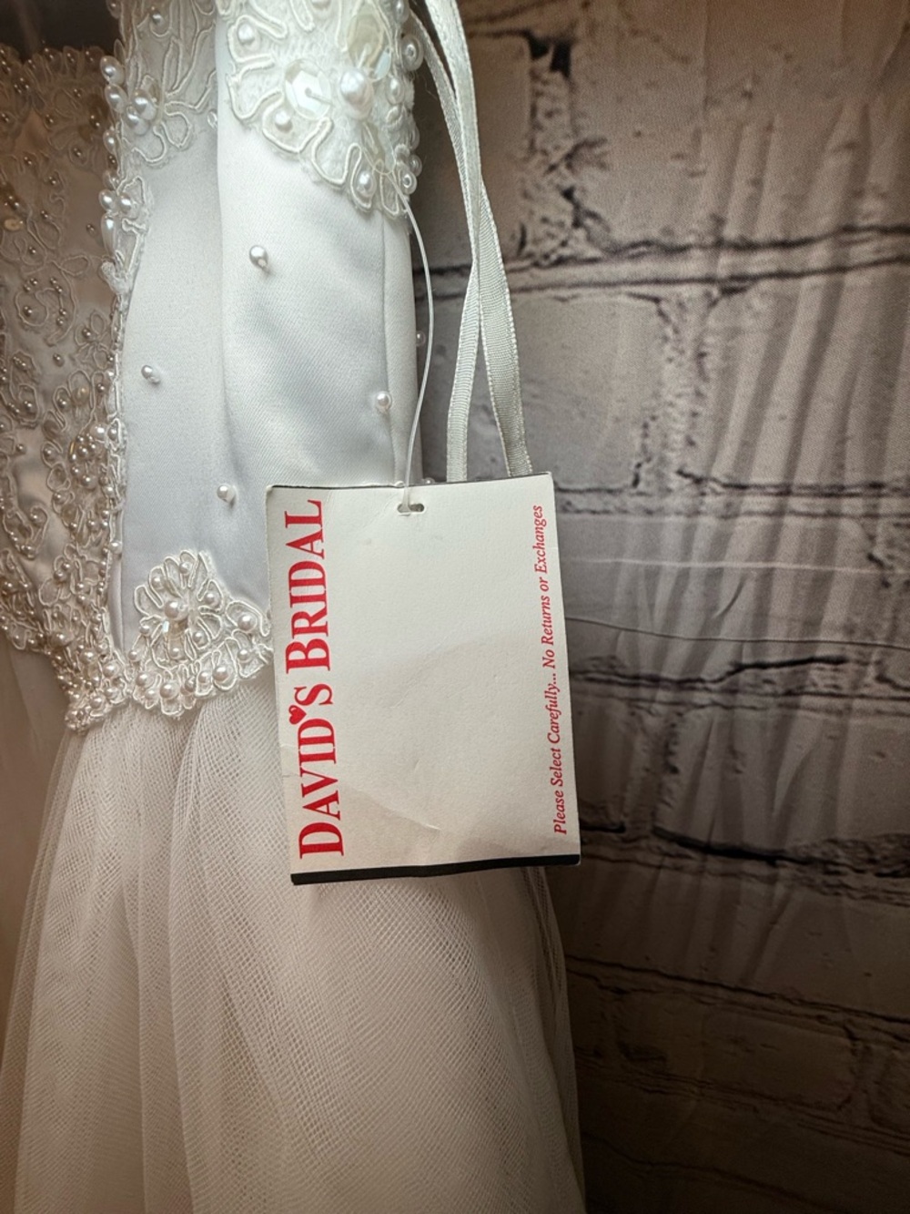 David's Bridal White Embroidered Tulle Flower Girl Dress - Picture 10 of 16